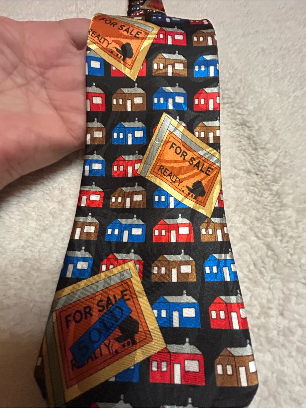 🎁3 for $30 - Novelty Black Real Estate Necktie
